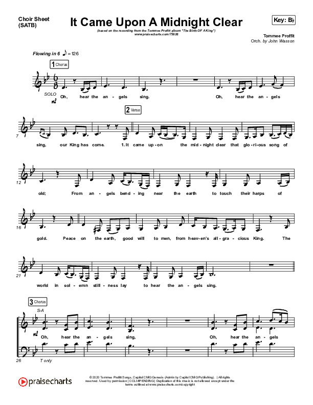 It Came Upon A Midnight Clear Choir Vocals (SATB) (Tommee Profitt / Brooke)
