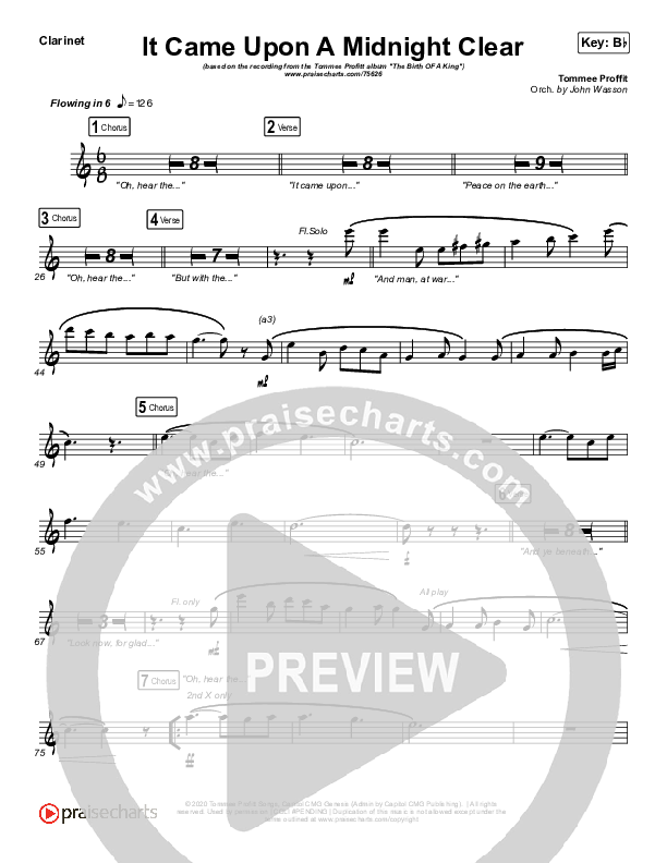 It Came Upon A Midnight Clear Clarinet (Tommee Profitt / Brooke)