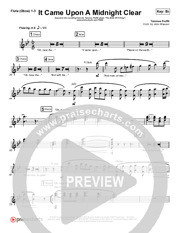 It Came Upon A Midnight Clear Flute/Oboe 1/2/3 (Tommee Profitt / Brooke)
