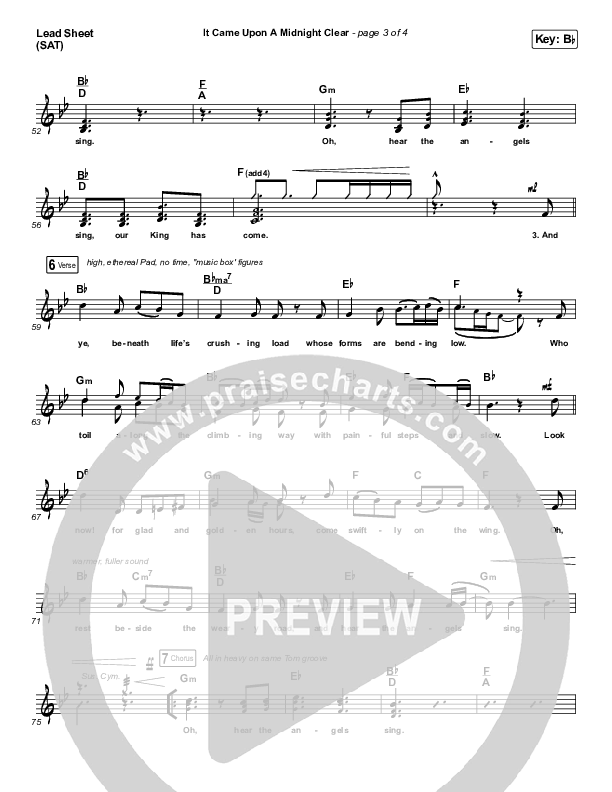 It Came Upon A Midnight Clear Lead Sheet (SAT) (Tommee Profitt / Brooke)