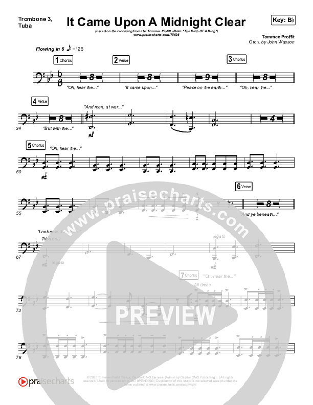 It Came Upon A Midnight Clear Trombone 3/Tuba (Tommee Profitt / Brooke)