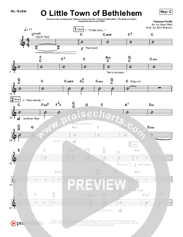 O Little Town Of Bethlehem Acoustic Guitar (Tommee Profitt / Rachael Lampa)