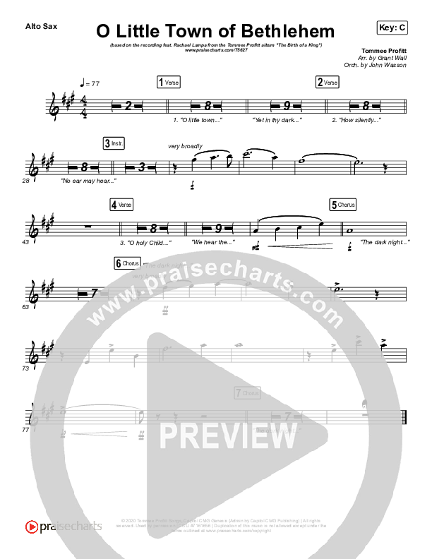 O Little Town Of Bethlehem Alto Sax (Tommee Profitt / Rachael Lampa)