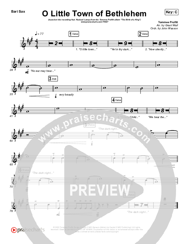 O Little Town Of Bethlehem Bari Sax (Tommee Profitt / Rachael Lampa)