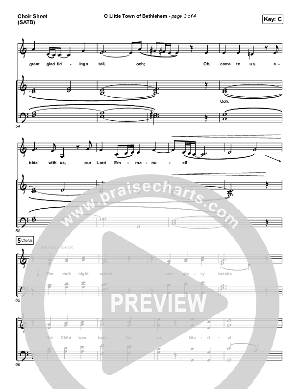 O Little Town Of Bethlehem Choir Sheet (SATB) (Tommee Profitt / Rachael Lampa)