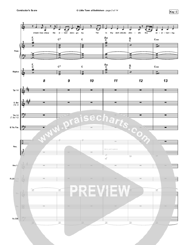 O Little Town Of Bethlehem Conductor's Score (Tommee Profitt / Rachael Lampa)