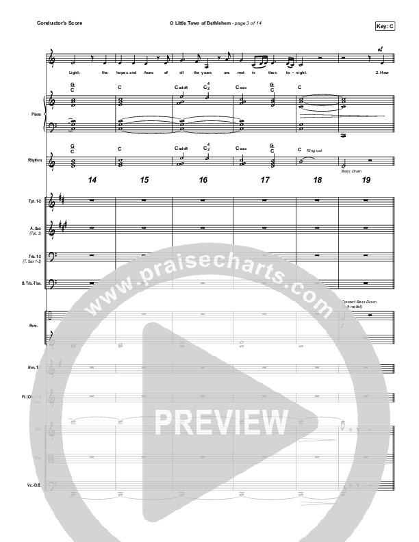 O Little Town Of Bethlehem Conductor's Score (Tommee Profitt / Rachael Lampa)