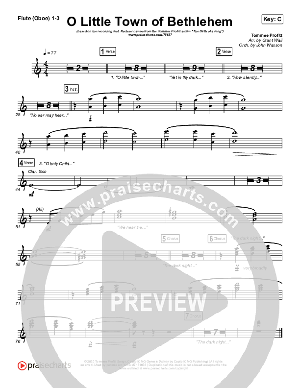 O Little Town Of Bethlehem Flute/Oboe 1/2/3 (Tommee Profitt / Rachael Lampa)