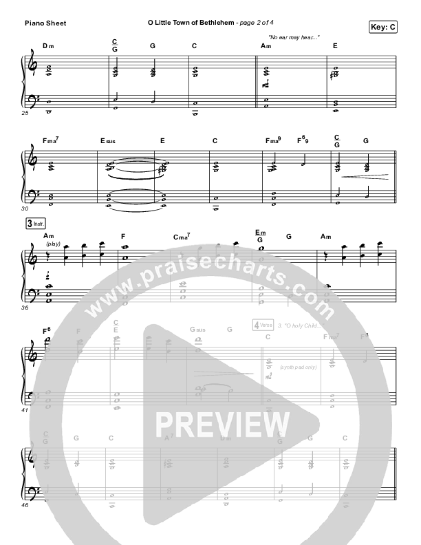 O Little Town Of Bethlehem Piano Sheet (Tommee Profitt / Rachael Lampa)