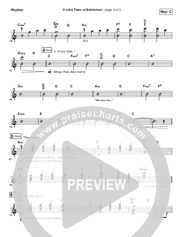 O Little Town Of Bethlehem Rhythm Chart (Tommee Profitt / Rachael Lampa)