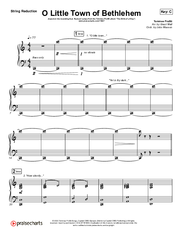 O Little Town Of Bethlehem String Reduction (Tommee Profitt / Rachael Lampa)