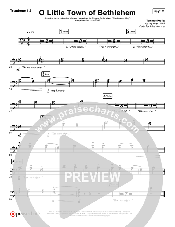 O Little Town Of Bethlehem Trombone 1/2 (Tommee Profitt / Rachael Lampa)