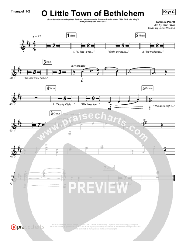 O Little Town Of Bethlehem Trumpet 1,2 (Tommee Profitt / Rachael Lampa)