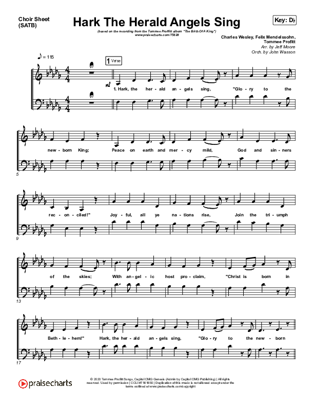 Hark The Herald Angels Sing Choir Sheet (SATB) (Tommee Profitt / Kari Jobe)