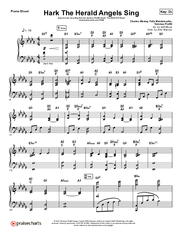 Hark The Herald Angels Sing Piano Sheet (Tommee Profitt / Kari Jobe)