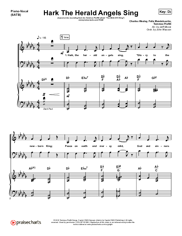 Hark The Herald Angels Sing Piano/Vocal (SATB) (Tommee Profitt / Kari Jobe)