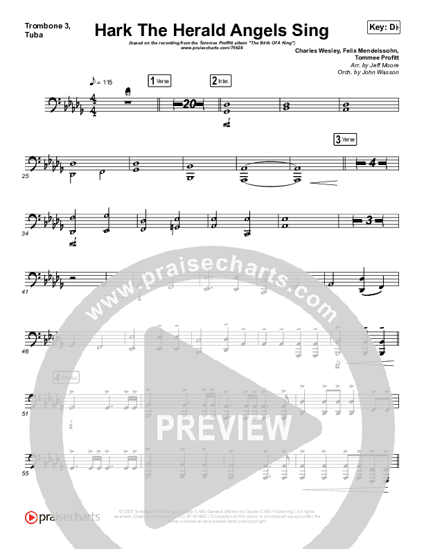 Hark The Herald Angels Sing Trombone 3/Tuba (Tommee Profitt / Kari Jobe)