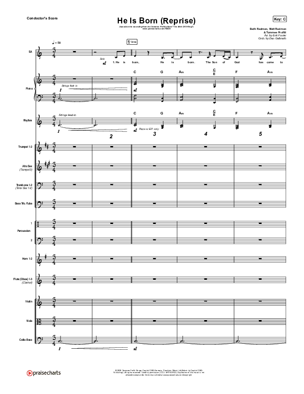 He Is Born (Reprise) Conductor's Score (Tommee Profitt / Chris Tomlin)