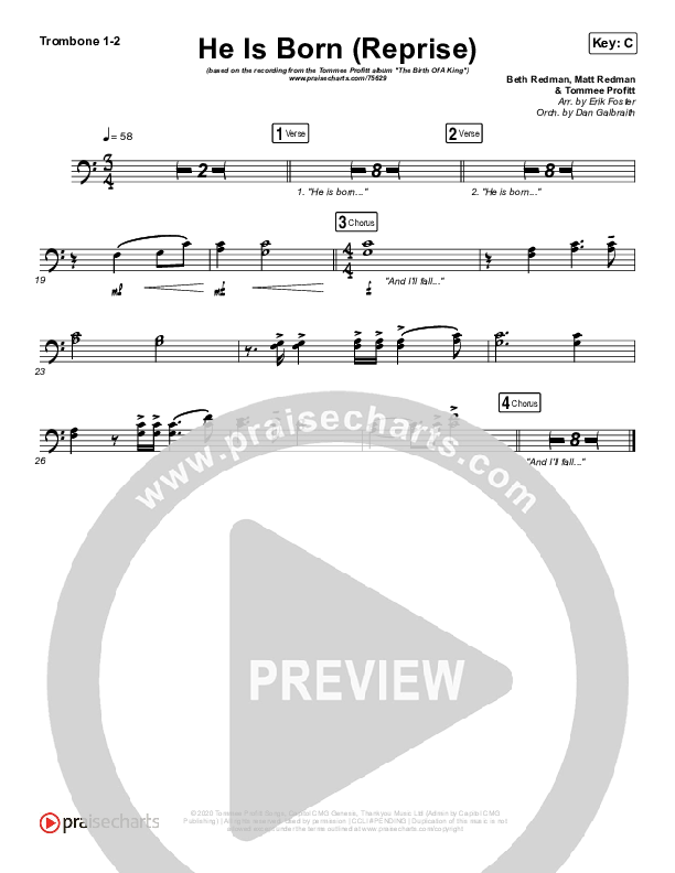 He Is Born (Reprise) Trombone 1/2 (Tommee Profitt / Chris Tomlin)