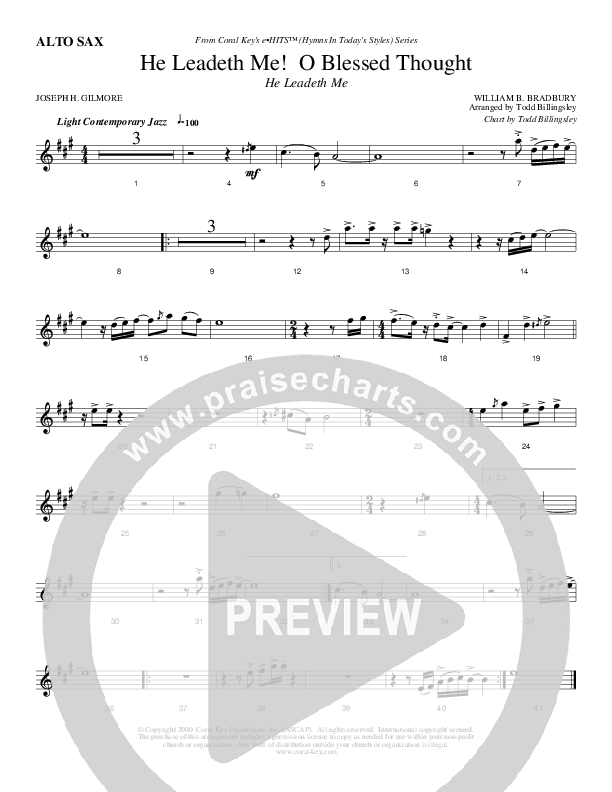 He Leadeth Me O Blessed Thought Alto Sax (Todd Billingsley)