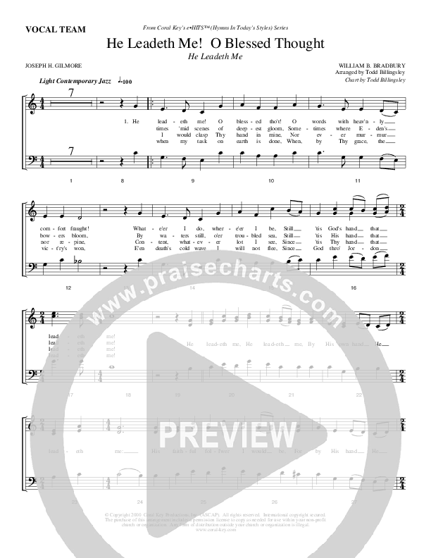 He Leadeth Me O Blessed Thought Choir Sheet (Todd Billingsley)