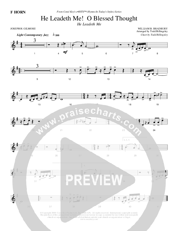 He Leadeth Me O Blessed Thought French Horn (Todd Billingsley)