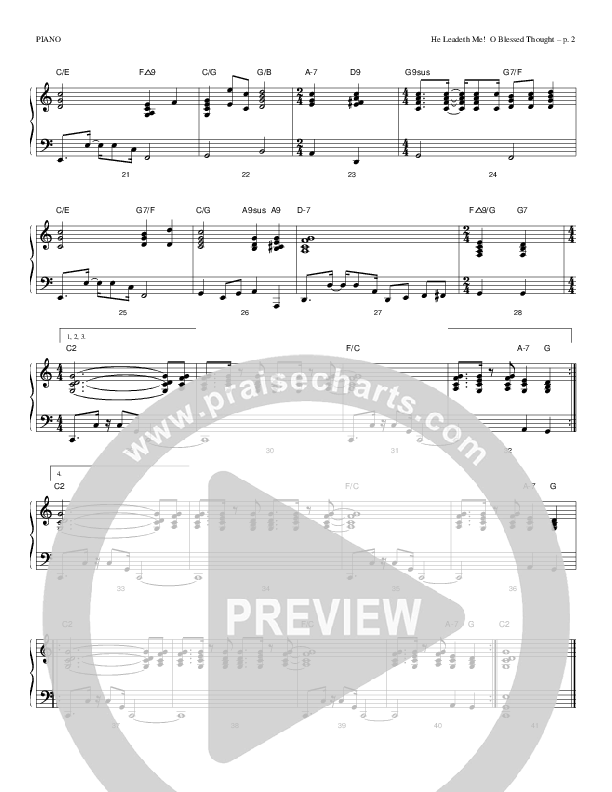 He Leadeth Me O Blessed Thought Piano Sheet (Todd Billingsley)
