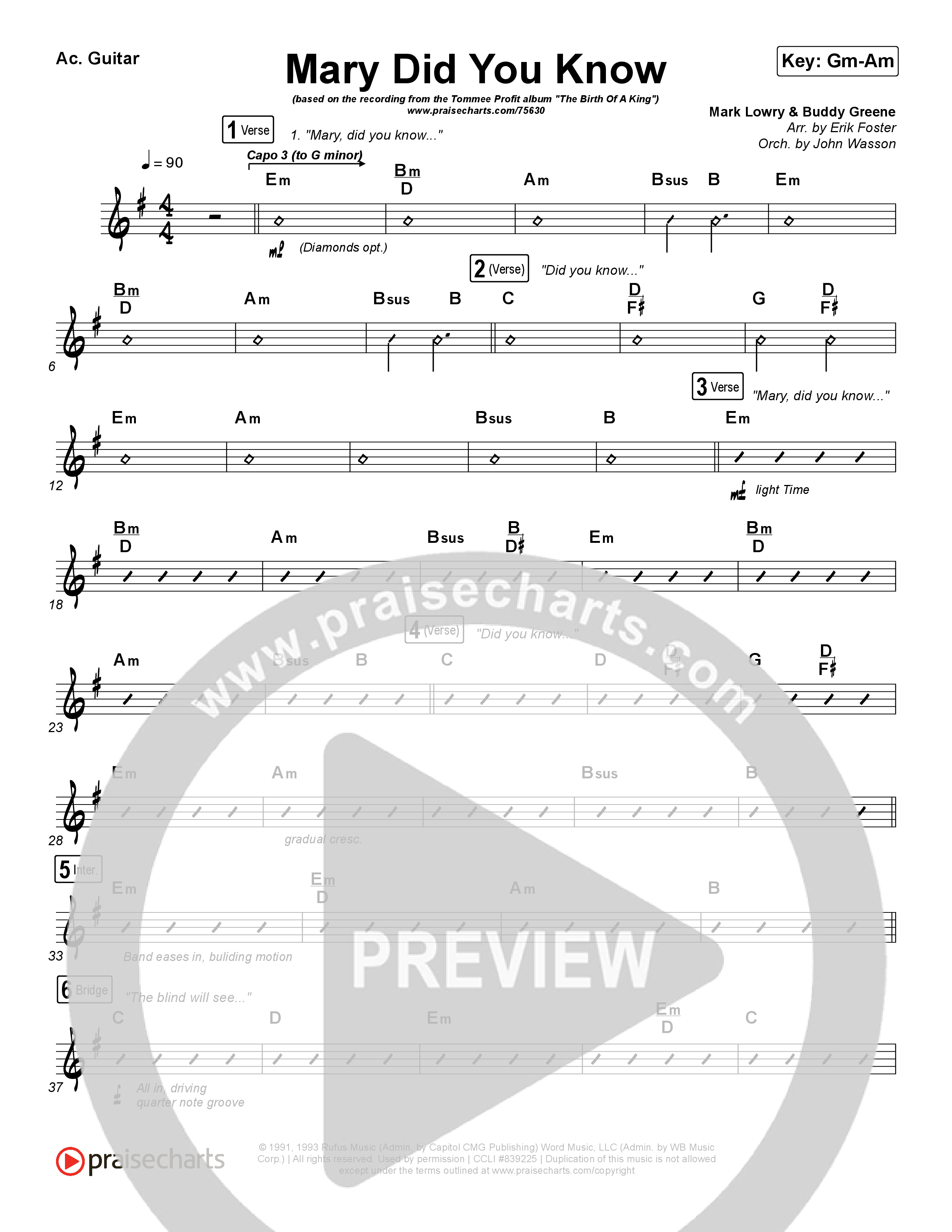 Mary Did You Know Acoustic Guitar (Tommee Profitt / Jordan Smith)