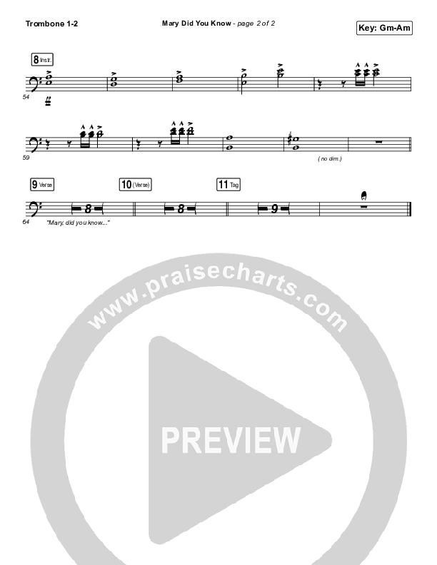 Mary Did You Know Trombone 1/2 (Tommee Profitt / Jordan Smith)