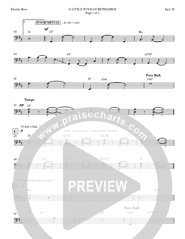 O little Town Of Bethlehem Bass Guitar (Dan Graeber)