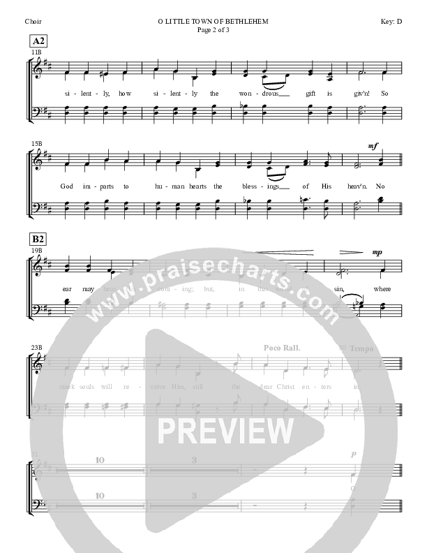 O little Town Of Bethlehem Choir Sheet (SATB) (Dan Graeber)