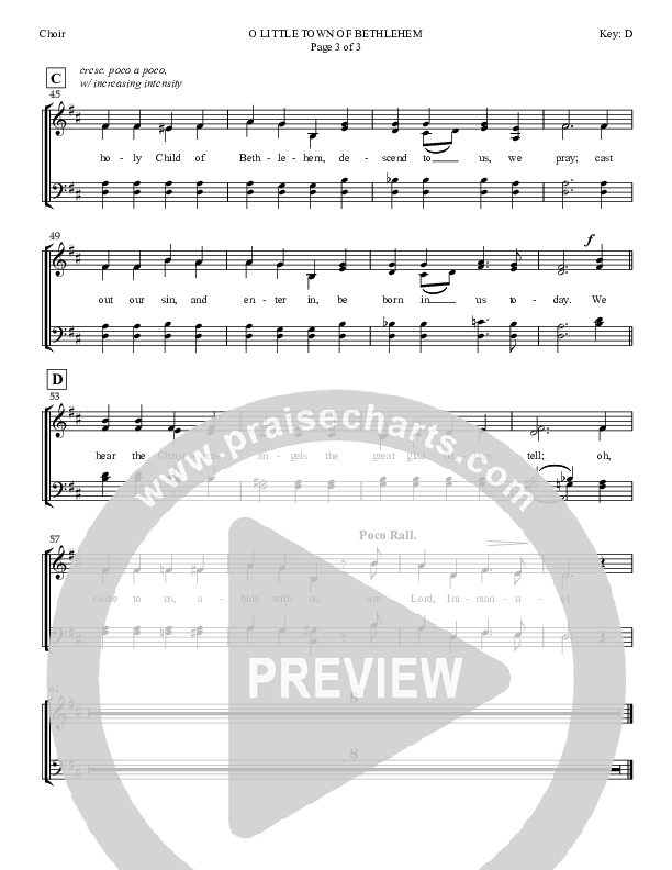 O little Town Of Bethlehem Choir Sheet (SATB) (Dan Graeber)