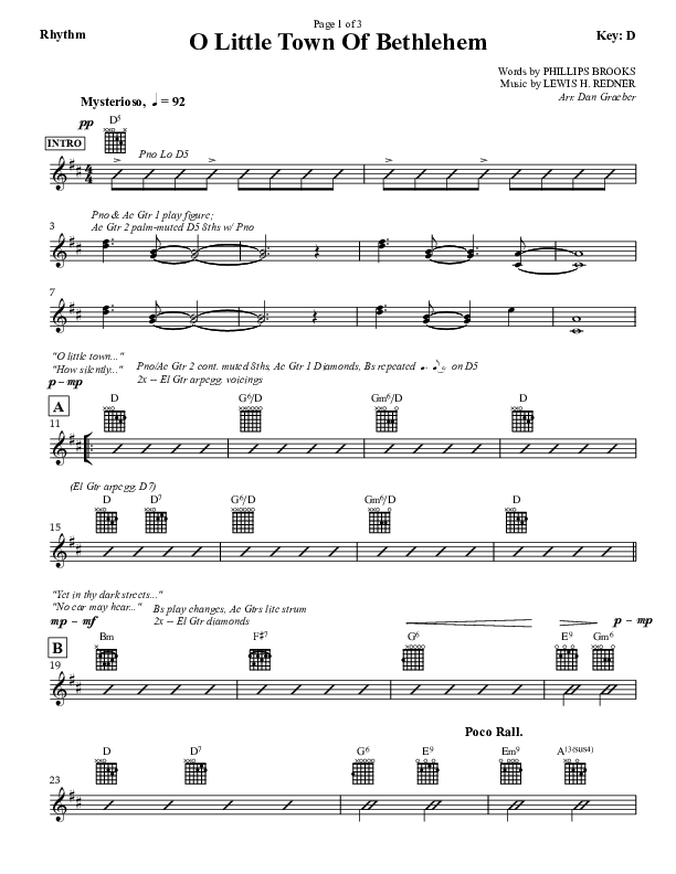 O little Town Of Bethlehem Rhythm Chart (Dan Graeber)