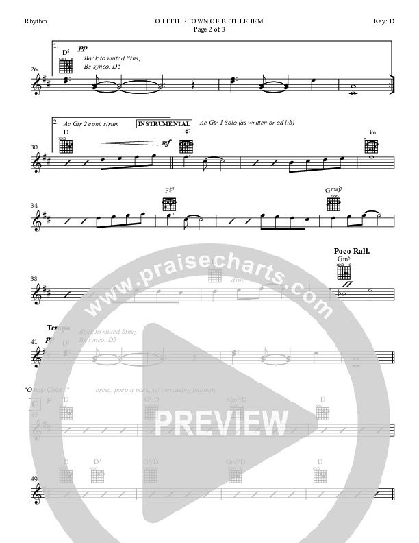 O little Town Of Bethlehem Rhythm Chart (Dan Graeber)