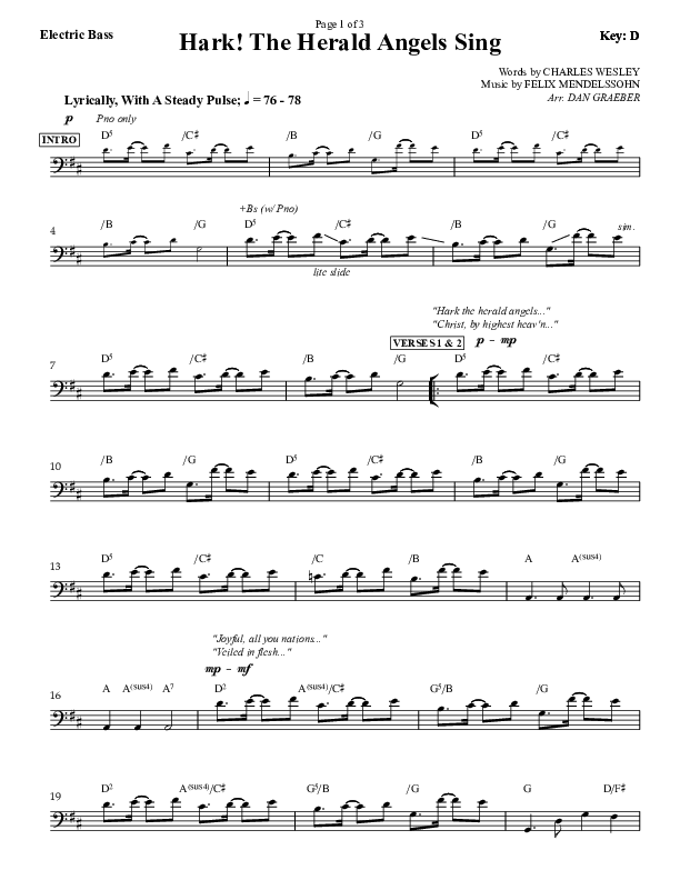 Hark The Herald Angels Sing Bass Guitar (Dan Graeber)