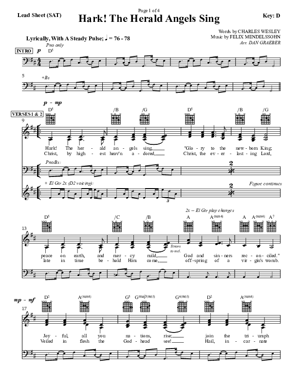 Hark The Herald Angels Sing Lead Sheet (SAT) (Dan Graeber)