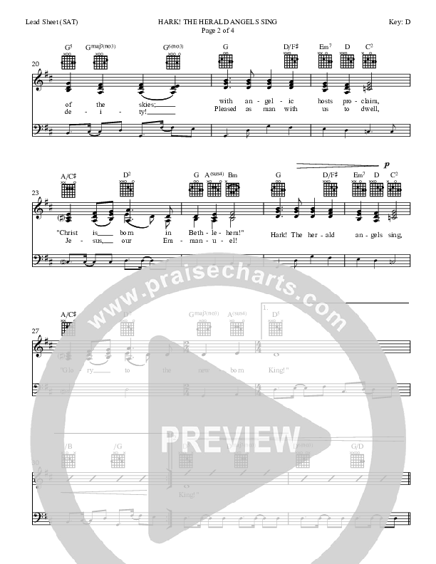 Hark The Herald Angels Sing Lead Sheet (SAT) (Dan Graeber)