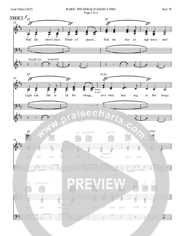 Hark The Herald Angels Sing Lead Sheet (SAT) (Dan Graeber)