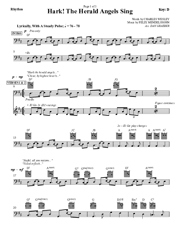 Hark The Herald Angels Sing Rhythm Chart (Dan Graeber)