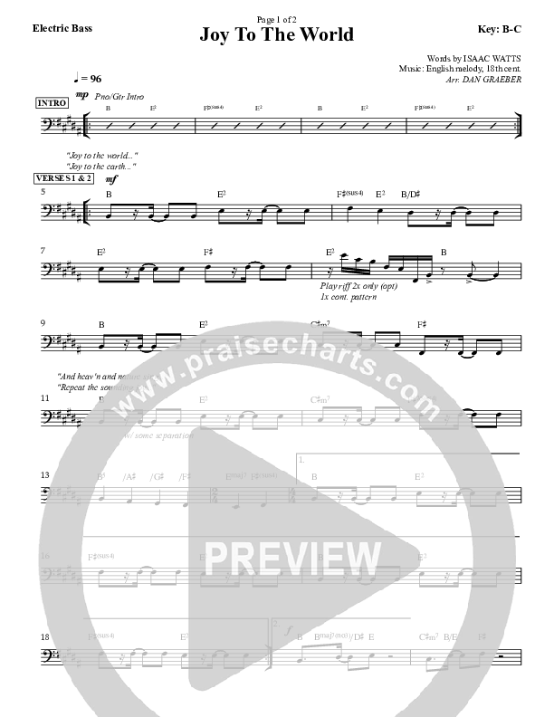 Joy To The World Bass Guitar (Dan Graeber)