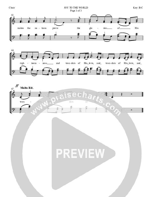 Joy To The World Choir Sheet (SATB) (Dan Graeber)