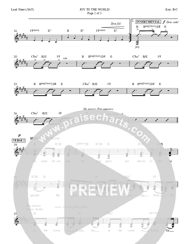 Joy To The World Lead Sheet (SAT) (Dan Graeber)