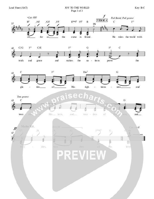 Joy To The World Lead Sheet (SAT) (Dan Graeber)