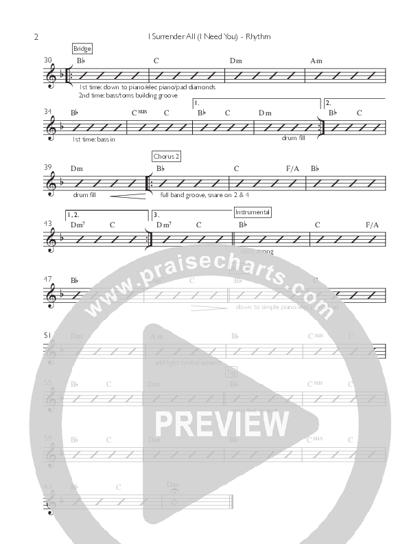 I Surrender All (I Need You) Rhythm Chart (Artesian Wells Worship)