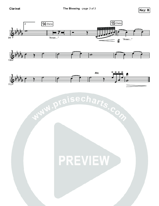 The Blessing Clarinet (Kari Jobe / Cody Carnes)