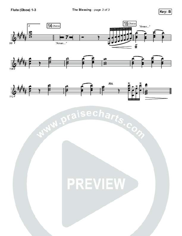 The Blessing Flute/Oboe 1/2/3 (Kari Jobe / Cody Carnes)