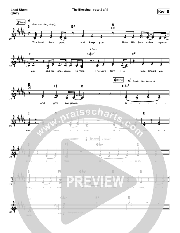 The Blessing Lead Sheet (SAT) (Kari Jobe / Cody Carnes)