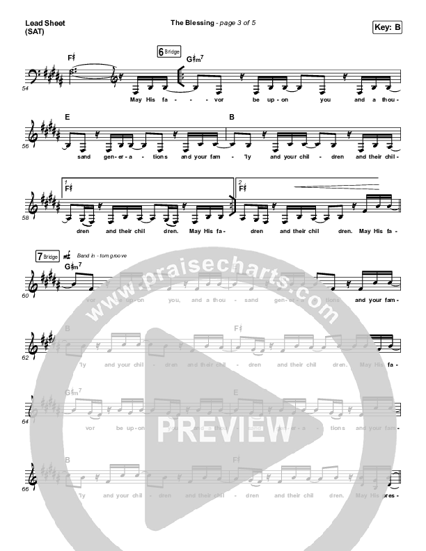 The Blessing Lead Sheet (SAT) (Kari Jobe / Cody Carnes)