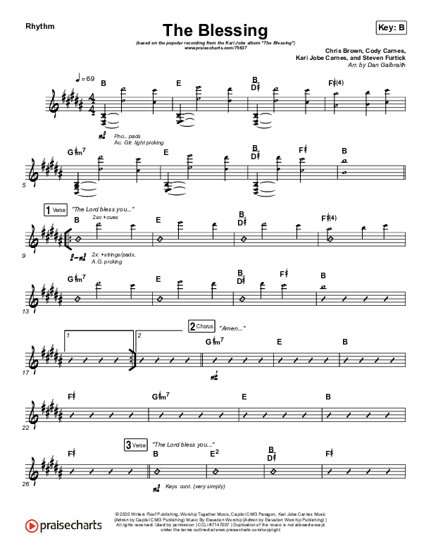 The Blessing Rhythm Chart (Kari Jobe / Cody Carnes)