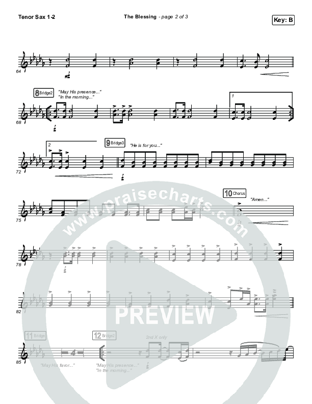 The Blessing Tenor Sax 1/2 (Kari Jobe / Cody Carnes)